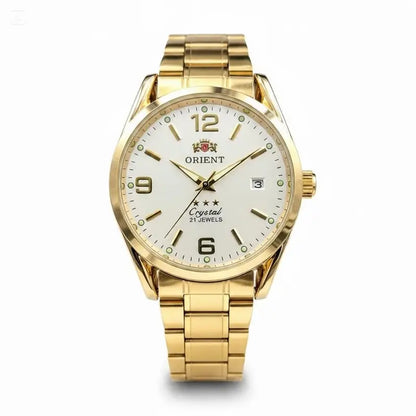 Orient Men'S 21-Jewels Automatic Watch - Gold Stainless Steel Bracelet, Luminous Hands, Date Display, Waterproof Analogue Business Dress Watch, Ideal Gift for Men (Father, Husband, Boyfriend) for Anniversary/Birthday/Holiday