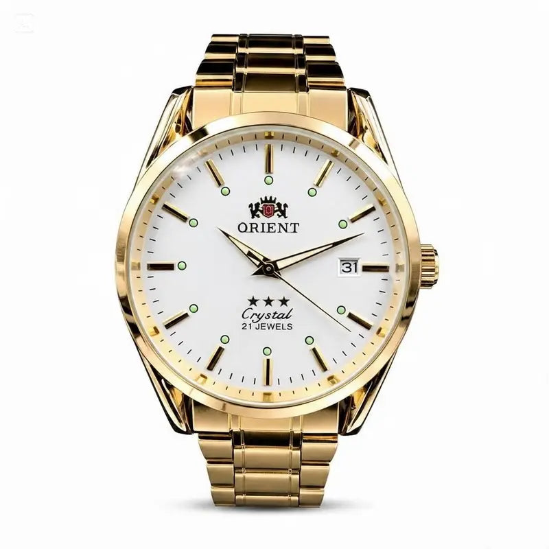 Orient Men'S 21-Jewels Automatic Watch - Gold Stainless Steel Bracelet, Luminous Hands, Date Display, Waterproof Analogue Business Dress Watch, Ideal Gift for Men (Father, Husband, Boyfriend) for Anniversary/Birthday/Holiday