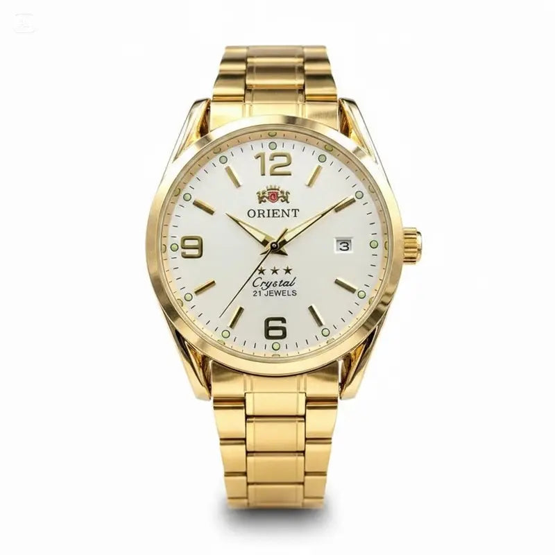 Orient Men'S 21-Jewels Automatic Watch - Gold Stainless Steel Bracelet, Luminous Hands, Date Display, Waterproof Analogue Business Dress Watch, Ideal Gift for Men (Father, Husband, Boyfriend) for Anniversary/Birthday/Holiday