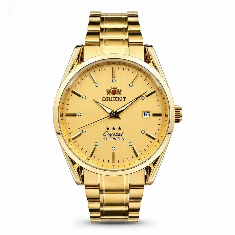 Orient Men'S 21-Jewels Automatic Watch - Gold Stainless Steel Bracelet, Luminous Hands, Date Display, Waterproof Analogue Business Dress Watch, Ideal Gift for Men (Father, Husband, Boyfriend) for Anniversary/Birthday/Holiday